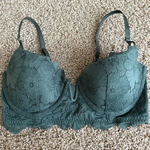 Aerie Lace Underwire Bra in Deep Green